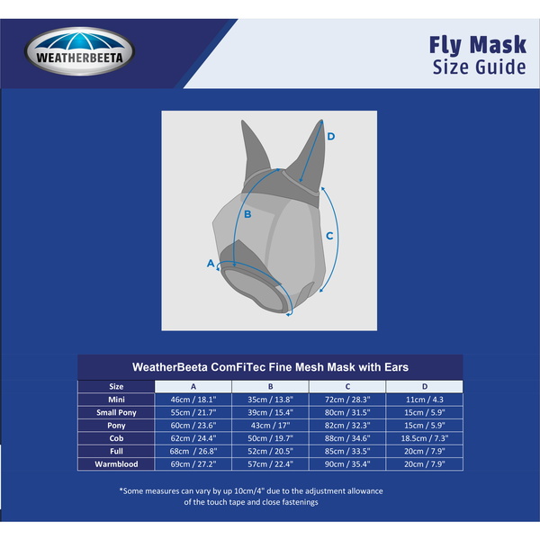 Weatherbeeta Comfitec Deluxe Fine Mesh Mask With Ears And Tassels 1009577012 - Navy Turquoise
